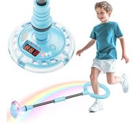 Hot Bee Cheville Skip Ball Anneau de Saut d'obstacle Clignotant pour Enfants avec Compteur, minuterie, Compteur de Calories, Jouet Cadeau pour Filles de 6, 7, 8, 9, 10, 11 Ans Rechargeable Bleu Ciel