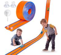 Hot Bee Circuit Voiture Enfant Flexible 4,5 m, Piste de Course en Silicone avec Ventouses, Rampe de Gravité pour Petites Voitures, Jouet 3-8 Ans, Voitures Non Incluses