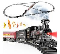 Hot Bee Jouet De Alliage Train Électrique À Vapeur, Rechargeable Train Electrique Enfant, Locomotive à Vapeur avec la Fumée Lumineuse et Le Son, Cadeaux de Noël Anniversaire pour Enfants Adulte