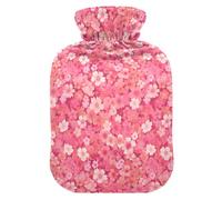 Hot Blush Dianthus Florals Bouillotte avec housse souple, compresse chaude de 2 L pour soulager la douleur