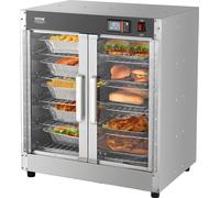 Hot Box VEVOR Chauffe-plats 5 étages avec cuvette à eau, 5 poêles et double porte en verre et étagères réglables, armoire chauffante pour aliments en acier inoxydable