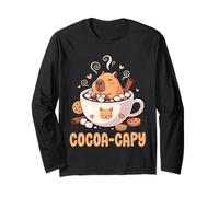 Hot Chocolate Capybara Cozy Winter Kawaii Art Manche Longue