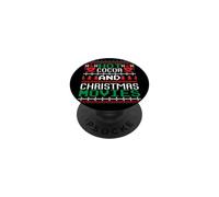 Hot Cocoa and Christmas Movies Ugly Sweater Winter Art PopSockets PopGrip Adhésif