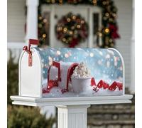 Hot Cocoa - Housses magnétiques de boîte aux lettres avec ruban rouge neige festif pour Noël, décoration extérieure, 45,7 x 53,3 cm
