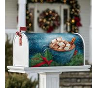 Hot Cocoa - Housses magnétiques de boîte aux lettres pour décoration de pelouse, guimauves festives d'hiver, bâton de cannelle, 53,3 x 64,9 cm