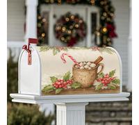 Hot Cocoa Housses magnétiques pour boîte aux lettres de Noël, sucre d'orge, cannelle, décoration de porte d'entrée, 53,3 x 64,9 cm