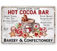 Hot Cocoa, Noël, café bar antique vintage décoration de la maison, affiche d'art mural en étain panneau en métal affiche 20,3 x 30,5 cm