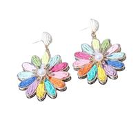 Hot Day Boucles d'oreilles en raphia et alliage faits à la main pour femmes et filles Accessoires de plage Accessoires de bureau de loisirs Boucles d'oreilles en raphia à fleurs faites à la main