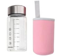 Hot Day Bouteille d'eau en verre résistant à la chaleur 350 ml gradué avec couvercle anti-fuite pour fitness voyage tasse à café en verre