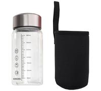 Hot Day Bouteille d'eau en verre résistant à la chaleur 350 ml gradué avec couvercle anti-fuite pour fitness voyage tasse à café en verre