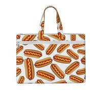 Hot-dog de restauration rapide,Sac à documents en toile avec fermeture éclair, sac fourre-tout, porte-documents pour l'école et le bureau