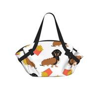 Hot-dog et frites en forme de teckel : une nourriture mignonne et amusante,Tapis de camping portable, couverture de pique-nique multifonctionnelle et pliable, utilisable comme sac de transport