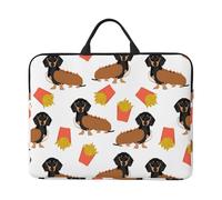 Hot-Dog et Frites pour Teckel, Nourriture Mignonne et Amusante,Housse pour Ordinateur Portable 14 Pouces, Sacoche pour Ordinateur Portable, Mallette avec poignée