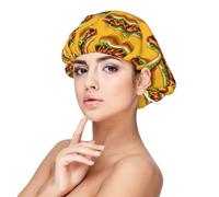 Hot Dog Fast Food Bonnet en soie pour femme endormie, réglable, double couche, bonnet de nuit pour cheveux bouclés