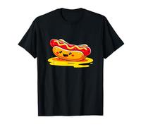Hot Dog Kawaii Amusant Happy Mustard Splash T-Shirt