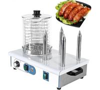 Hot Dog Machine à 4 bâtonnets en acier inoxydable avec grille et cuiseur vapeur réglable de 50 à 200 °C, 1200 W pour cuire simultanément 20 hot-dogs