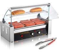 Hot Dog Maker - Gril à hot dogs - Gril en acier inoxydable pour hot dogs - 5 rouleaux - 1 kW - Gril compact pour de délicieux hot dogs