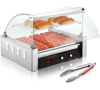 Hot Dog Maker - Hot Dog Grill - Gril en acier inoxydable avec 11 roulettes - 2,2 kW - Parfait pour les hot-dogs et les snacks - BBQ et accessoires pour grillades