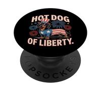 Hot Dog of Liberty Patriotic Teckel USA Juillet Fourth Humour PopSockets PopGrip Adhésif