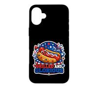 « Hot Dog Patriotique grillé et glorieux » Coque pour iPhone 16 Plus