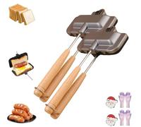 Hot Dog Pocket Maker, Double-Sided Flip Pocket Pan, Portable Flip Sealed Grill Pan, Nonstick Sealed Sandwich & Hot Dog Toaster, Removable, for Breakfast Pancakes,Toast (2 Pcs)