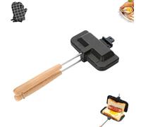 Hot Dog Pocket Maker, Portable Flip Sealed Hot Dog Pockets Maker, Double-Sided Removable Sandwich Baking Pan, for Quick Breakfasts, Pancakes & Omelets (Black,1pcs)