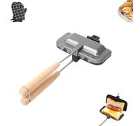 Hot Dog Pocket Maker, Portable Flip Sealed Hot Dog Pockets Maker, Double-Sided Removable Sandwich Baking Pan, for Quick Breakfasts, Pancakes & Omelets (Grey,1pcs)