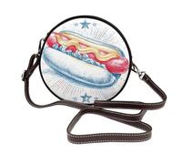 Hot Dog Rétro American Diner Esthétique Femmes Rond Sac à bandoulière en cuir Sac à main