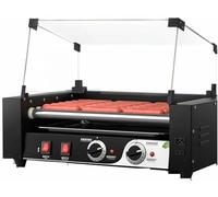 Hot Dog Roller Grill avec rouleaux antiadhésifs, plateau d'égouttement amovible, double contrôle de la température pour une cuisson parfaite, idéal pour le petit déjeuner et le service de collation