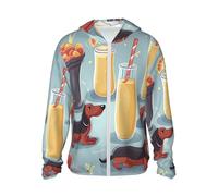 Hot Dogs and Lemonade - Chemise de soleil pour homme UPF 50+ - Protection solaire à capuche - Veste rafraîchissante à manches longues Rashguard, noir, XXL