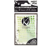 Hot Fix en Métal Forme Duo 2 Couleur 3/4/5/6 mm Lot de 176. Vert Clair, Vert, Multicolore