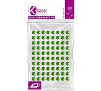 Hot Fix Mode Strass Rond, Acrylique, Vert, 4 mm, Lot de 80