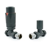 Hot Flow Lot de 2 valves thermostatiques pour radiateur avec corps droit TRV, tête de roue et bouclier de verrouillage pour un contrôle rapide et facile de la température. Parfait pour économiser de