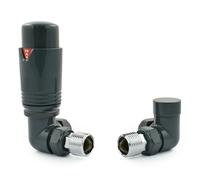 Hot Flow Lot de 2 valves thermostatiques pour radiateur d'angle TRV avec corps d'angle TRV, tête de roue et bouclier de verrouillage pour un contrôle rapide et facile de la température. Parfait pour