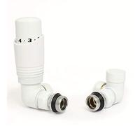 Hot Flow Paire de valves thermostatiques d'angle en cascade pour radiateur avec corps TRV d'angle et un bouclier de verrouillage. Pour un contrôle rapide et facile de la température. Parfait pour