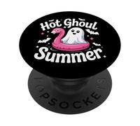 Hot Ghoul Summer Flamingo Ghost Summerween PopSockets PopGrip Adhésif