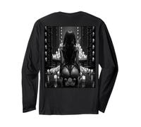 Hot Girl on T-Shirt pour Homme Sexy Shibari Art Back Print B & W Manche Longue