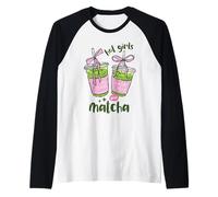 Hot Girls Drink Matcha Mignon Esthétique Thé Vert Bow Café Art Manche Raglan