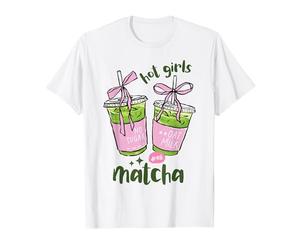 Hot Girls Drink Matcha Mignon Esthétique Thé Vert Bow Café Art T-Shirt