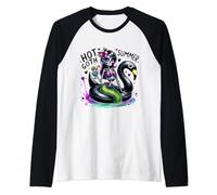 Hot Goth Summer Sugar Skull Catrina Squelette Piscine Summerween Manche Raglan