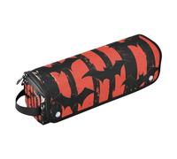 Hot Hair Tools Sac de voyage avec tapis amovible résistant à la chaleur étanche pour fer à friser outils chauds fer à friser fers plats volumiseur de cheveux, chauve-souris noires rayures rouges et