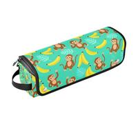 Hot Hair Tools Sac de voyage avec tapis résistant à la chaleur de grande capacité pour fer à lisser et fer à friser, singe mignon, banane, jungle, bleu sarcelle, organiseur portable