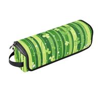 Hot Hair Tools Sac de voyage avec tapis résistant à la chaleur étanche portable ouvert plat pour fer à friser, fer à lisser, sèche-cheveux plat, trèfle à rayures vert