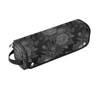 Hot Hair Tools Sac de voyage et tapis résistant à la chaleur avec fermeture éclair Motif roses noires Étui de transport portable pour fer à lisser, fer à friser, sèche-cheveux Accessoires Organisateur