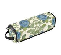 Hot Hair Tools Sac de voyage et tapis résistant à la chaleur avec fermeture éclair Outils chauffants Sac de voyage Organisateur pour fer à lisser Fer à friser Sèche-cheveux Vintage Bleu Rose Fleurs