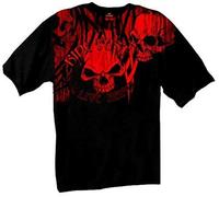 Hot Leathers T-Shirt Noir à Manches Courtes crâne