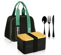 Hot-lunch Bento - Élégante Boîte Repas Bambou avec Sac Isotherme | Design Écologique, Étanche et Réutilisable pour le Bureau ou les Déjeuners Nomades