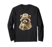 Hot Mess Racoon Funny Moms Fatigué Café Boire Mama Manche Longue