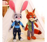 HOT! Peluche de dessin animé Zootopia, 40cm, renard Nick Wilde, lapin Judy Hopps, poupée en peluche douce, animaux en peluche, cadeaux de noël Judy and Nick