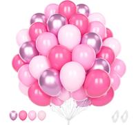 Hot Pink Balloon, 60 Piece 12 Inch Metallic Pale Pink Latex Helium Balloon For Girl Woman Princess Birthday Baby Shower Wedding Bridal Shower Engagement Party Decoration